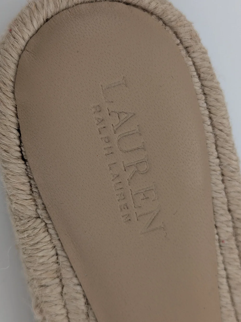 Ralph Lauren Polly Denim Espadrille Slides Blue Monogram Jute Platform Sandals 7